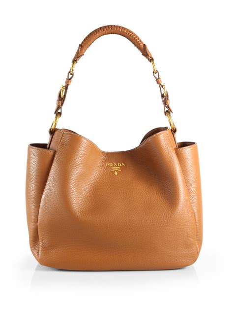 prada bruciato vitello daino|Prada vitello daino hobo bag.